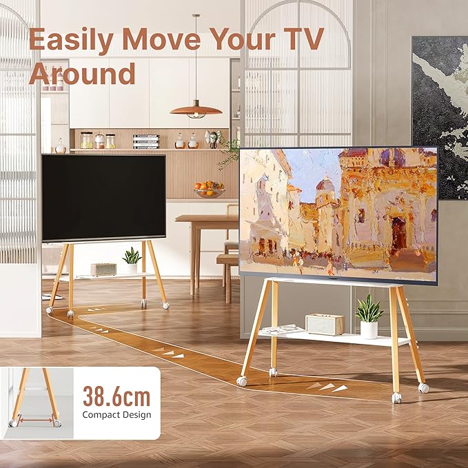 Rolling Easel TV Stand for 49–75 Inch TVs, Mobile TV Cart - Image 4