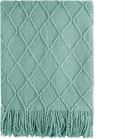BOURINA Throw Blanket Textured Solid Soft Sofa Throw Couch Cover Knitted by BOURINA