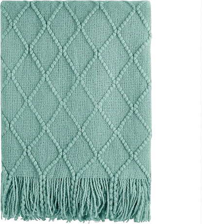 BOURINA Dark Cyan Throw Blanket 50 x90 Inches Textured Solid Soft Sofa Throw by BOURINA
