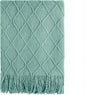BOURINA Dark Cyan Throw Blanket 50 x90 Inches Textured Solid Soft Sofa Throw by BOURINA