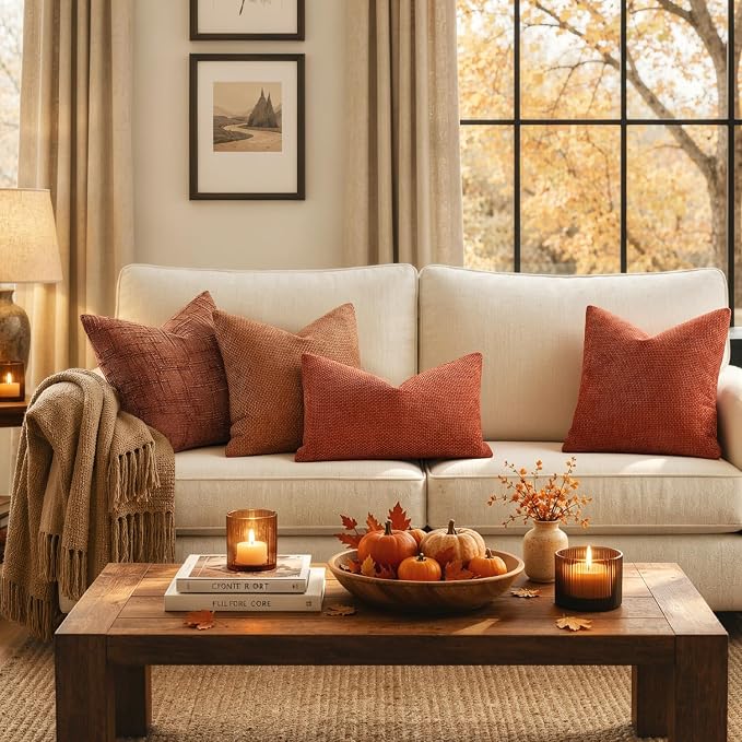 MIULEE Fall Decorative Lumbar Throw Pillow Covers 12x20 Burnt Orange 2 Pack | - Image 2