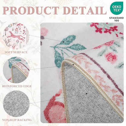 DUKINO 2x8 Washable Runner Rug, Non Slip Animal Kitchen Runner Rug, Low Pile - Image 4