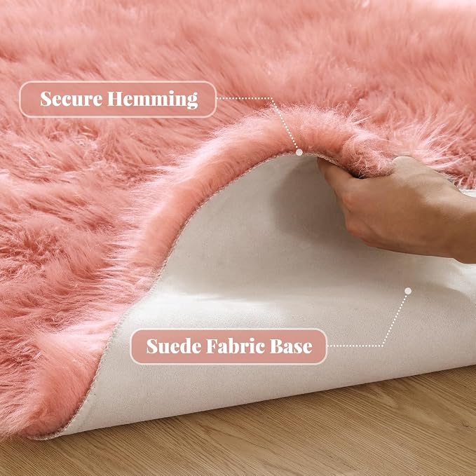 ORINOVA Pink Washable Fluffy Round Rugs - Image 2
