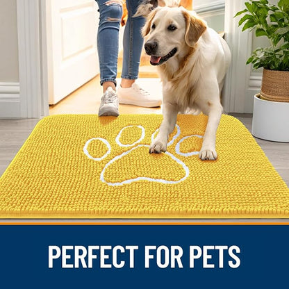 OLANLY Dog Door Mat for Muddy Paws 48x30, Paw Print Design Chenille Mud Mat | - Image 6