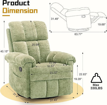 Korser Recliner Chair, Swivel Rocker Recliner Chair - Image 2