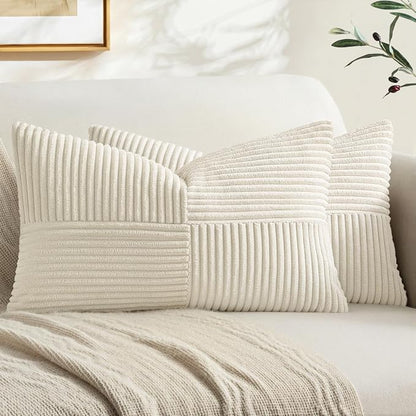 MIULEE Cream White Decorative Lumbar Throw Pillow Covers 12x20 Inch 2 Pack | by MIULEE
