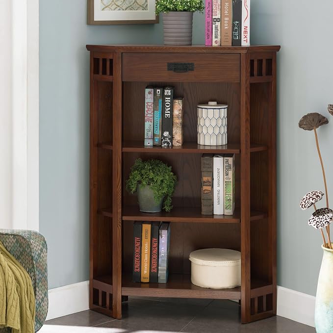 Leick Home 82263 Mission Mantel Height Corner Bookcase - Image 2