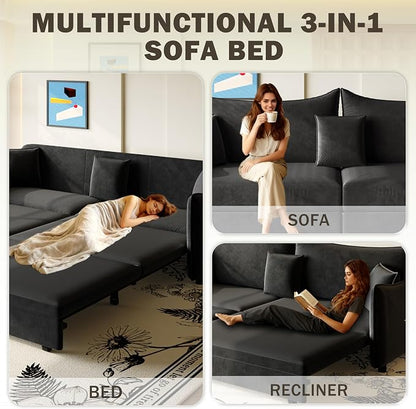 KEIKI 81.9" Sleeper Sofa, 3-in-1 Pull Out Couch Bed - Image 3