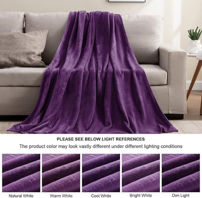 BEDELITE Fleece Blanket Soft Plush King Size Bed Blanket Purple 108"x90" | - Image 5