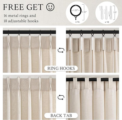 Topfinel Pinch Pleated Curtains 90 Inches Long 2 Panels Set, Ivory Beige Semi - Image 6