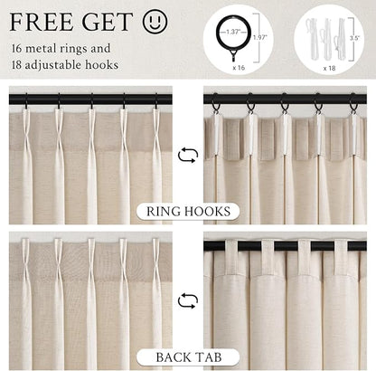 Pinch Pleated 92 Inch Curtains 2 Panels - Image 6