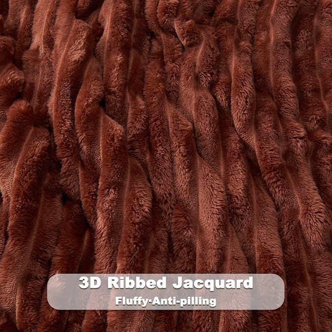 NEWCOSPLAY Fleece Ribbed Cozy Throw Blanket - Image 5