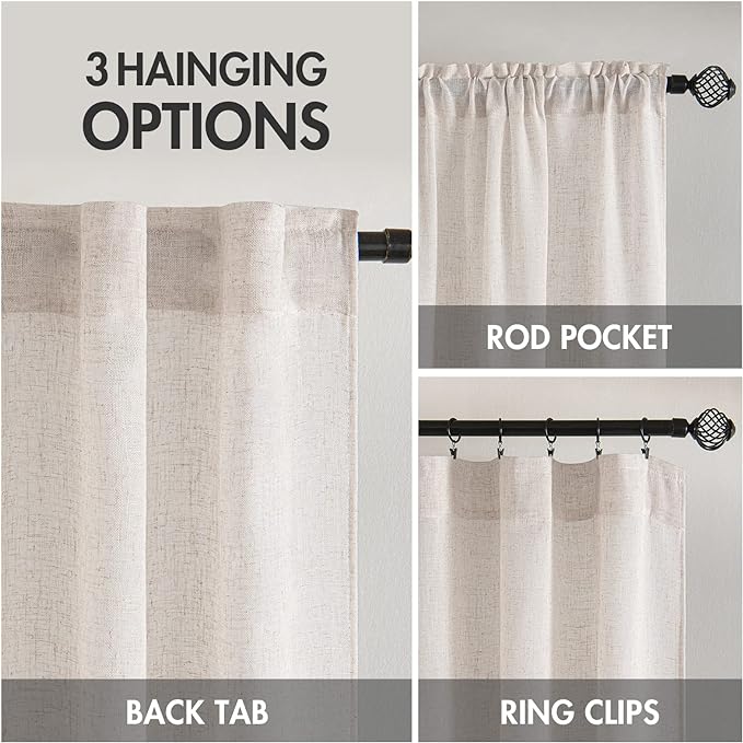 MIULEE White Linen Curtains 42x84 Inch Length 2 Panels - Image 3