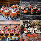 60Pcs Halloween Cupcake Toppers,Glitter Horror Blood Knife Cupcake Picks Have a Killer Birthday Party Supplies