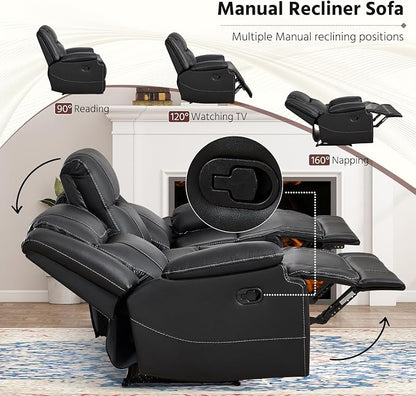 ANJ Premium Geniune Leather Manual Loveseat Recliner Sofa - Image 3