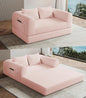 Versatile 2 in1 Loveseat Pink Accent Chair Couch Convertible Boneless Chaise by SYFERLORY