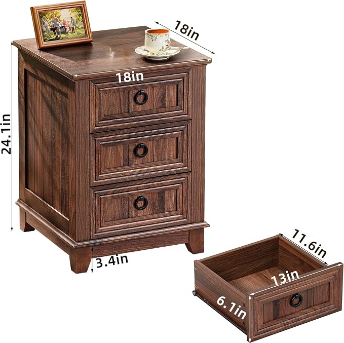 Joaxswe Farmhouse Nightstand Set of 2, 18 Inch End Table - Image 3