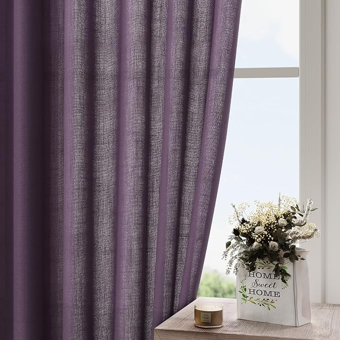 Extra Long Plum Linen Curtains 120 Inch - Image 4