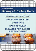 Ultra Cuisine Heavy Duty 100% Stainless Steel Cooling Rack for Cooking and Baking - Baking Rack & Wire Cooling Rack - Fits Quarter and Jelly Roll Sheet Pans - 8.5''x 12'' & 10''x 14.75''