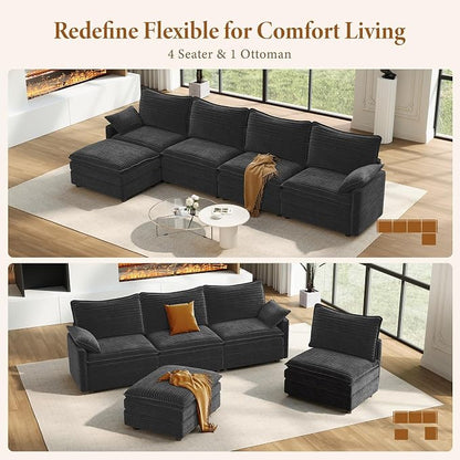 Vesgantti 142" Cloud Couch Sectional Modular Sofa, Comfy Sectional Couch - Image 7