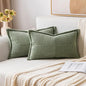 MIULEE Decorative Lumbar Throw Pillow Covers 12x20 Light Olive Green 2 Pack | by MIULEE