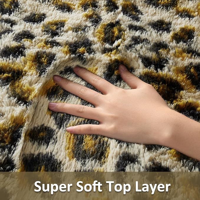 Ophanie Leopard Rugs for Bedroom Living Room, Cheetah Print Rug Fluffy Shag - Image 2