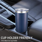 20 oz Tumblers Bulk Stainless Steel Tumbler with Lid Double Wall Vacuum Insulated Coffee Mug 20oz Powder Coated Cup for Hot and Cold Drinks, Navy, 12 pack