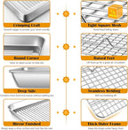P&P CHEF Baking Oven Pan with Wire Rack, Stainless Steel Baking Oven Sheet Tray, Bacon Pan and Cooling Rack for Cooking Roasting Cookie, Dishwasher Safe & Easy Clean, 16 x 12 x 1 Inch