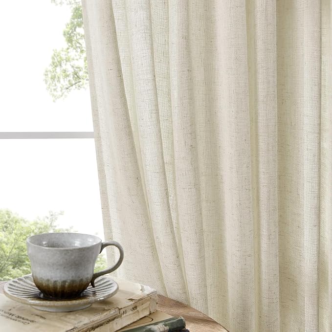 Joydeco Linen Curtains 96 Inch Length 2 Panel Sets, Light Filtering Curtains - Image 4