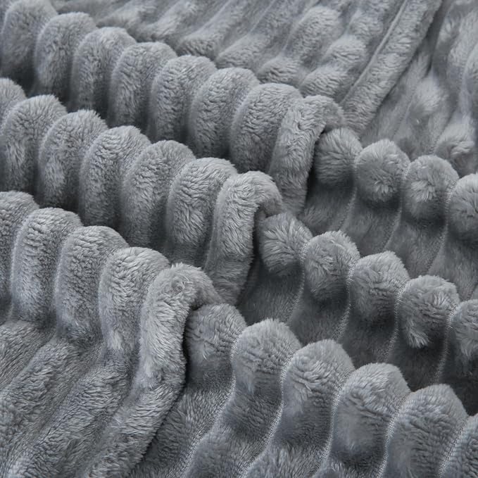 Grey Fleece Throw Blanket 90”×90” - Image 4