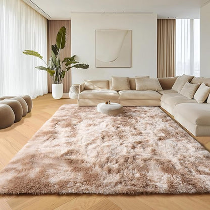 Area Rugs for Bedroom Living Room, Fluffy Tie-Dye Beige 4x6 Indoor Bedside - Image 8