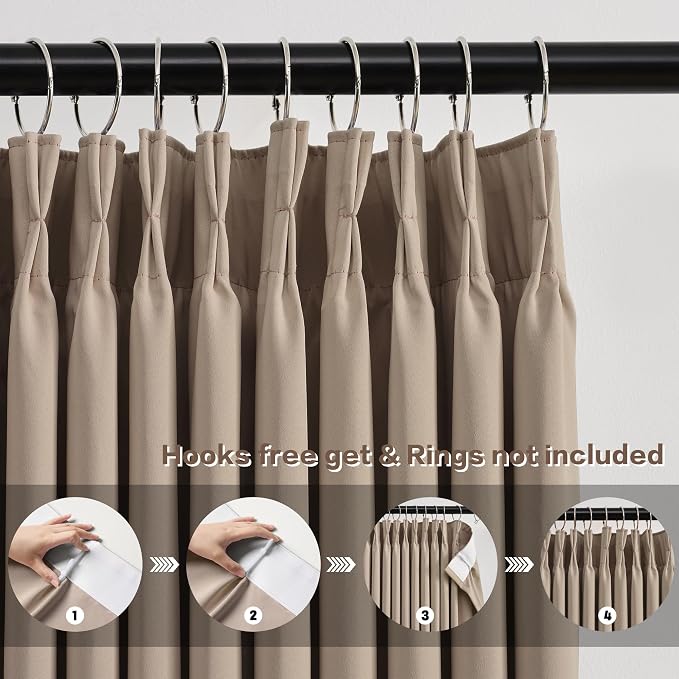 Pinch Pleated Window Curtain Panels 94 Inches Long Light Blocking Solid Custom - Image 2