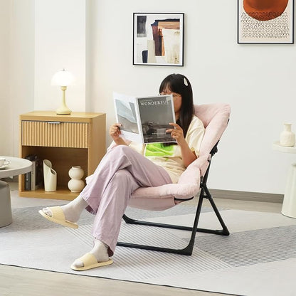 Comfy Saucer Chair for Adults, Soft Faux Fur Bedroom Chair, Accent Dorm Chairs - Image 2