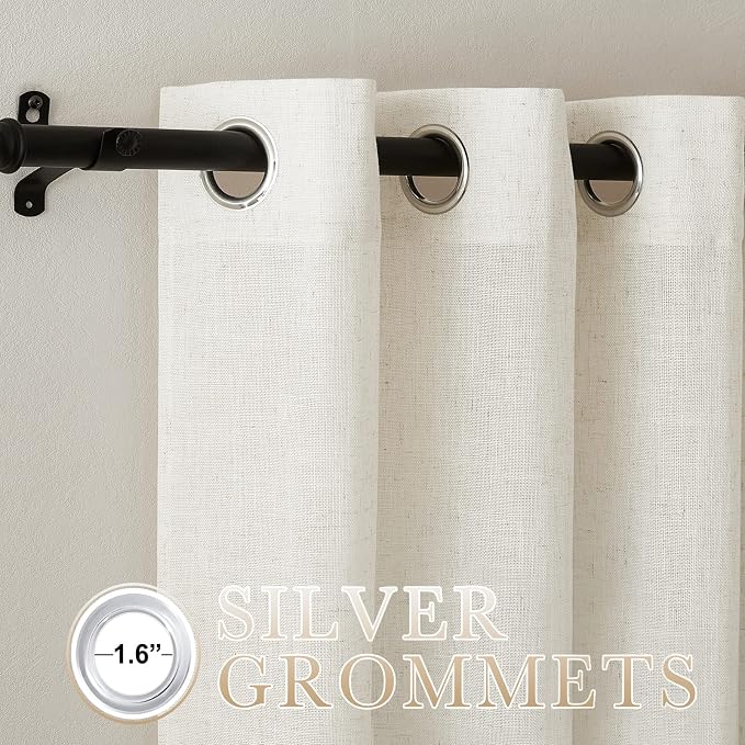 NICETOWN Linen Curtains for Bedroom 95 inch Long, Grommet Flax Linen Weave - Image 2