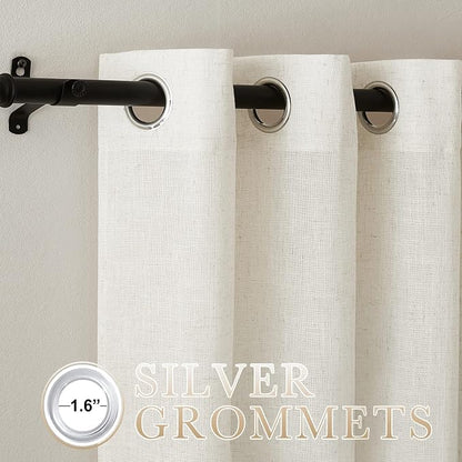 NICETOWN Linen Curtains for Bedroom 95 inch Long, Grommet Flax Linen Weave - Image 2