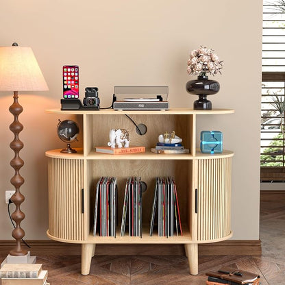 LUVIOHOME Large Round Record Player Stand by LUVIOHOME