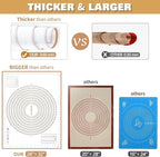 Silicone Pastry Mat Extra Thick Large Non Stick Baking Supplies Kitchen Counter Cooking Rolling Dough Sheet Pie Crust Sourdough Bread Oven Liner with Measurement (XL-20''(W)*28''(L), 3#Gold)