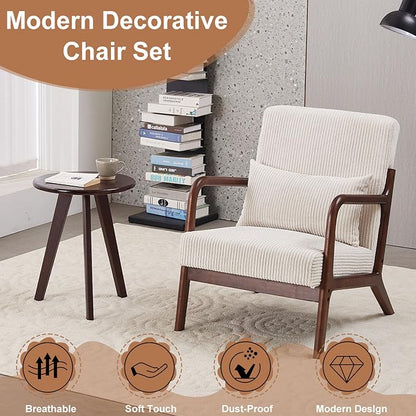 Beige Midcentury Modern Accent Chair - Image 3