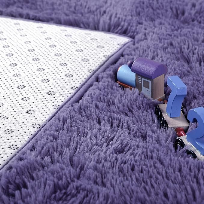6x9 Large Taro Purple Fluffy Soft Area Rug Non-Slip - Image 4