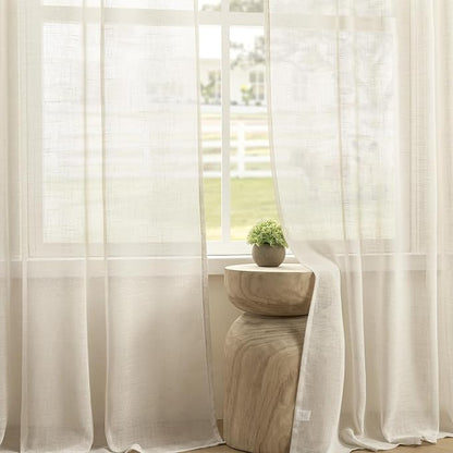 Joydeco Sheer Curtains 72 Inches Long, Linen Curtains Window Privacy Assured - Image 3