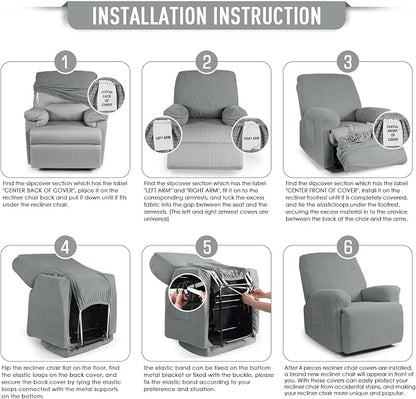 TAOCOCO Recliner Cover 4-Pieces, Recliner Stretch Sofa Slipcover, Recliner - Image 6