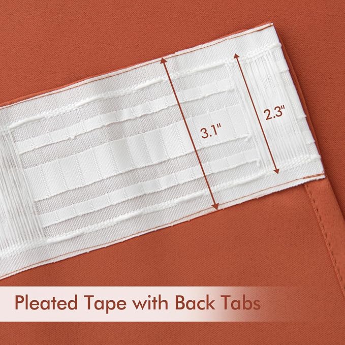 MIULEE Fall Burnt Orange Back Tab Blackout Curtains 52"x102" Length 2 Panel | - Image 4