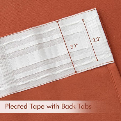 MIULEE Fall Burnt Orange Back Tab Blackout Curtains 52"x120" Length 2 Panel | - Image 4