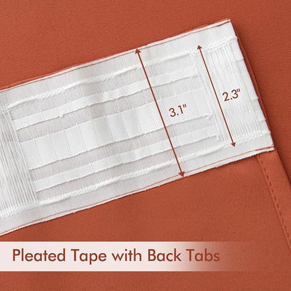 MIULEE Fall Burnt Orange Back Tab Blackout Curtains 52"x84" Length 2 Panels | - Image 4
