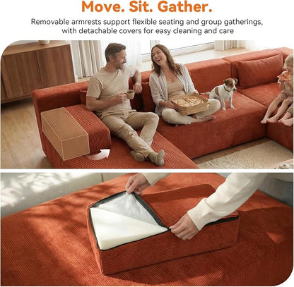 MONVANE 141" U Shaped Cloud Sectional Couch - Image 5