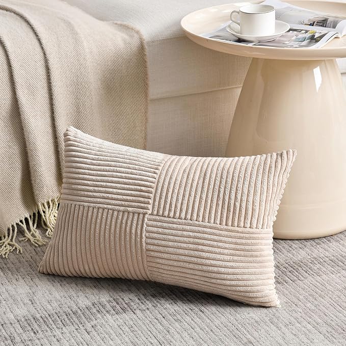 Fancy Homi 2 Packs Tan Lumbar Decorative Throw Pillow Covers 16x28 Inch - Image 2