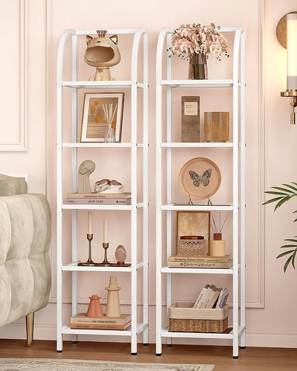 Hzuaneri Bookcase Bookshelf, Tempered Glass Arched Bookshelf - Image 4