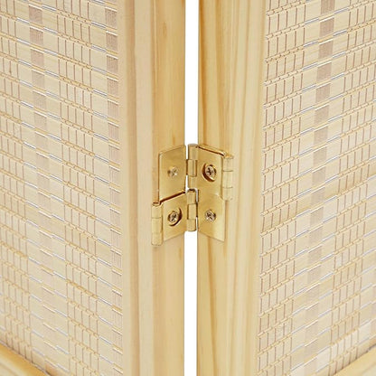 Roundhill Furniture Inkwell 4-Panel Bamboo Room Divider, Folding Portable - Image 7