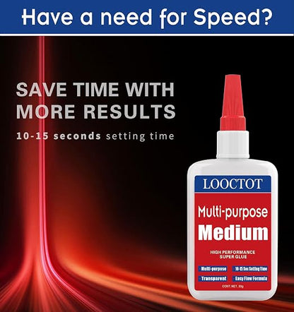 LOOCTOT 60g Medium CA Glue Premium Adhesive. All Purpose, Quick Drying Super - Image 3