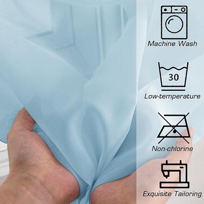 Light Blue Sheer Curtains 84 inches Long - Image 4